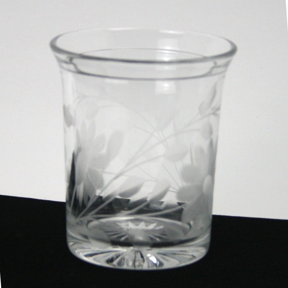 Antique Heisey Glass Floral Etched Tumbler Starburst Base Clear 1916-1924
